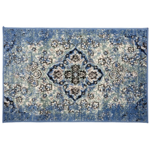 Traditional Distressed Oriental Design Rug Blue - 2' x 3'