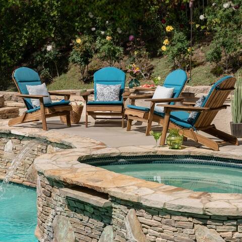 Malibu Outdoor Acacia Wood Folding Adirondack Chairs with Cushions (Set of 4) by Christopher Knight Home