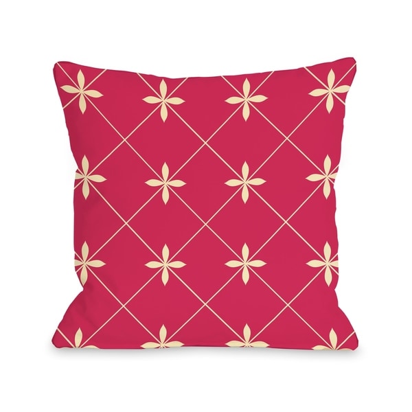 Crisscross Flowers - Pink Yellow Pillow by OBC