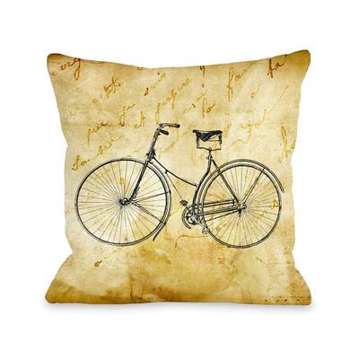 Vintage Bike 18x18 Pillow by OBC