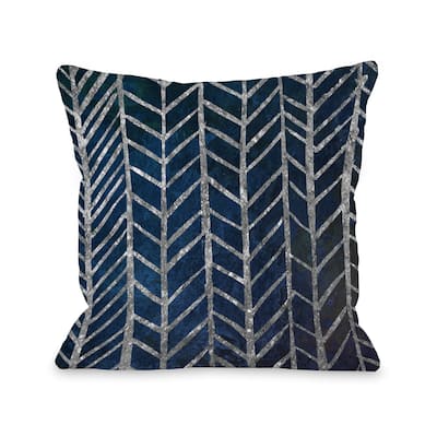 Silver Ladders - Navy Silver Pillow by OBC