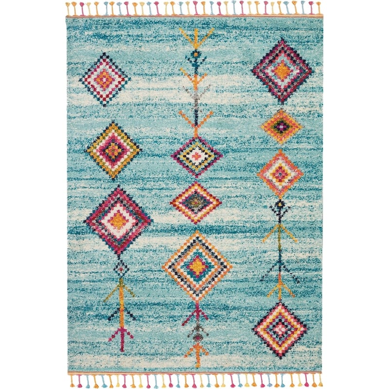 Nourison Moroccan Casbah Tribal Tassel Area Rug - 6' 7" x 9' 6" - Aqua - Runner/Rectangle