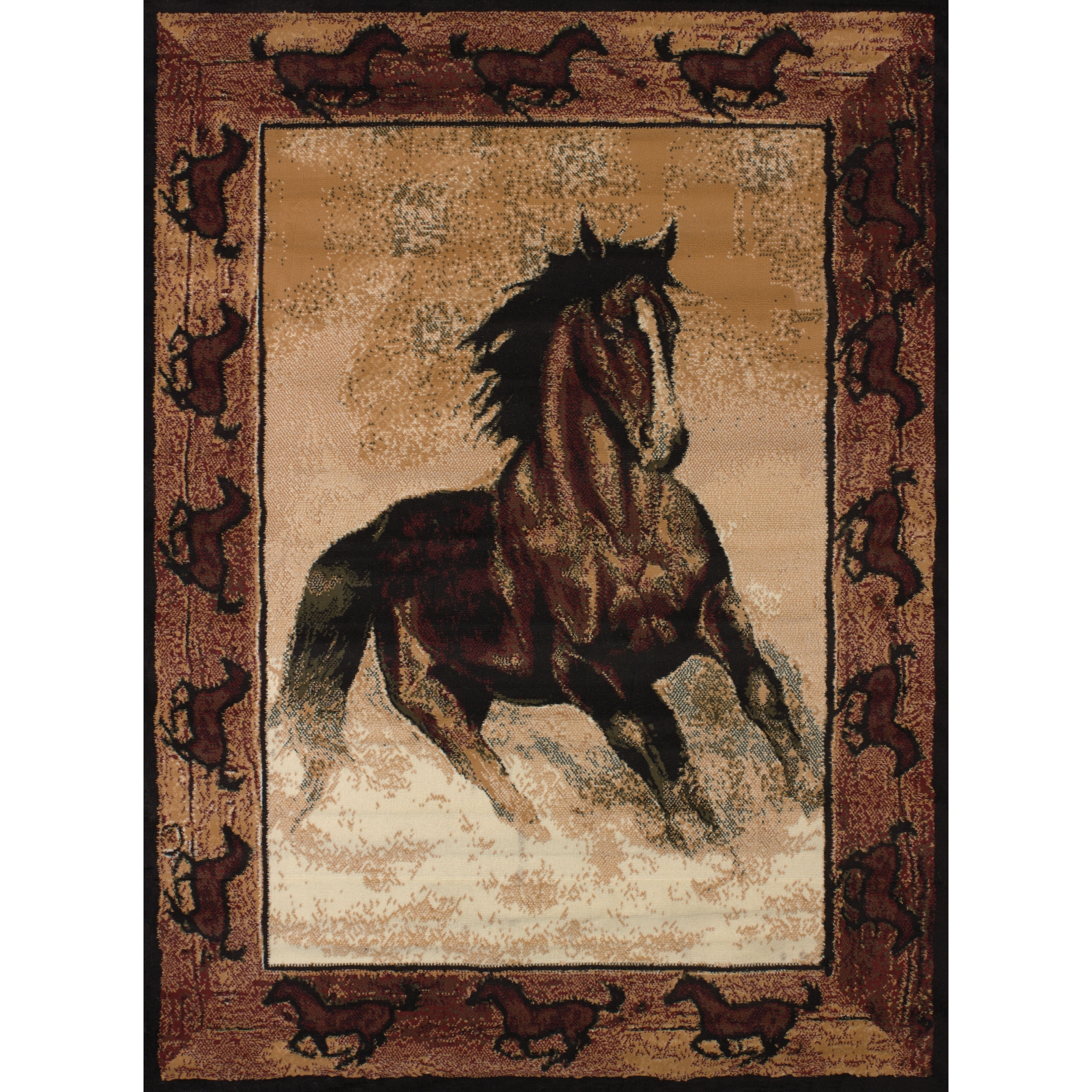 Horse Area Rug Carpet Western 5'3 x 7'2 Home Decor Living Room Man Cave