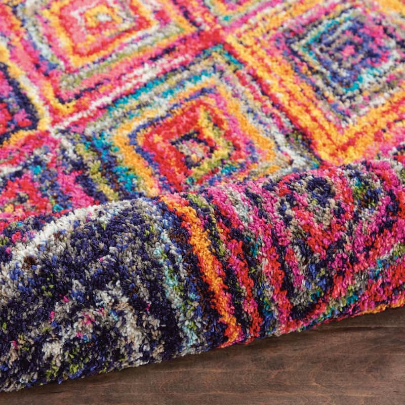 Nourison Moroccan Casbah Colorful Geometric Tassel Area Rug