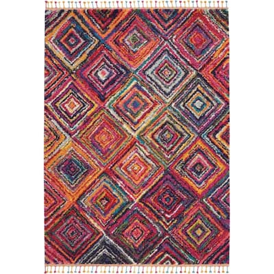 Nourison Moroccan Casbah Colorful Geometric Tassel Area Rug