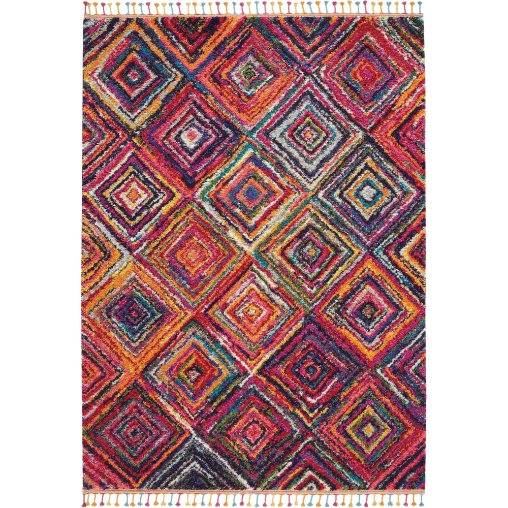 Nourison Moroccan Casbah Colorful Geometric Tassel Area Rug