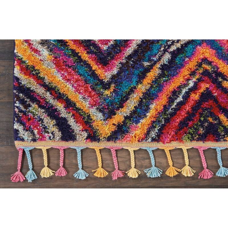 Nourison Moroccan Casbah Colorful Geometric Tassel Area Rug