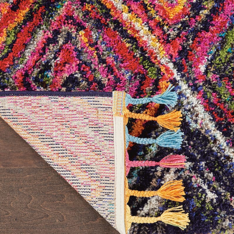 Nourison Moroccan Casbah Colorful Geometric Tassel Area Rug