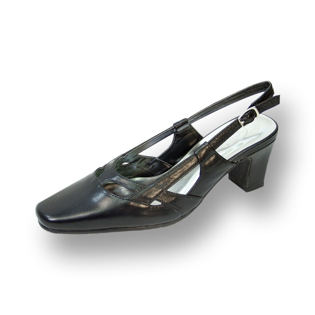 black mid heel slingback shoes