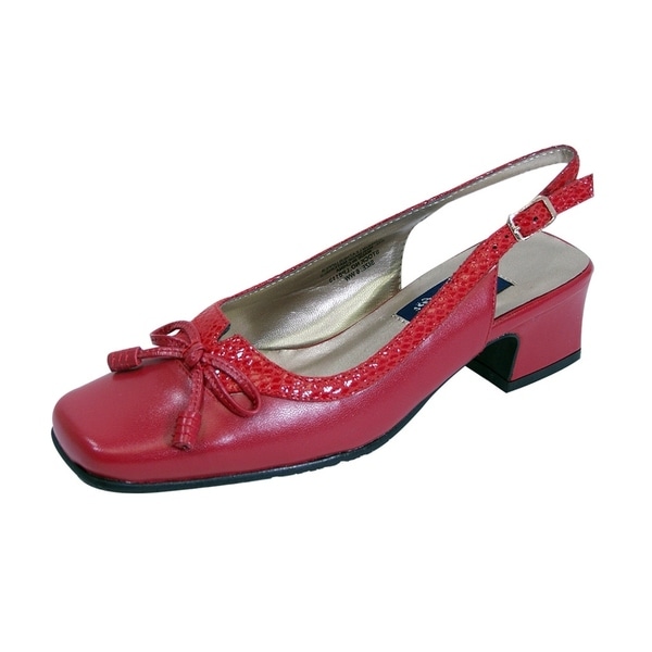 red low heel slingback shoes