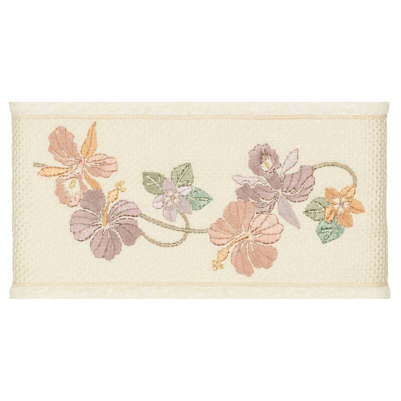 Authentic Hotel and Spa Turkish Cotton Floral Vine Embroidered Cream 4-piece Towel Set