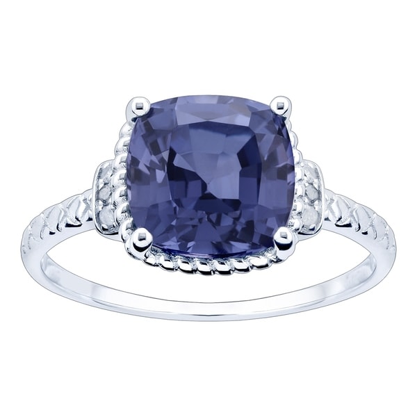10K White Gold 3.28ct TW Tanzanite and Diamond Ring - Purple. Opens flyout.