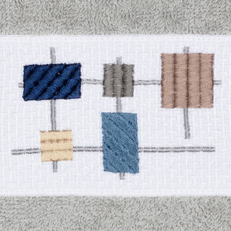 Authentic Hotel and Spa Turkish Cotton Squares Embroidered Light Grey 4-piece Washcloth Set