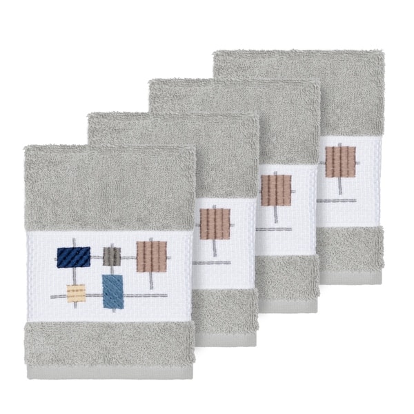 Hotel Style Luxury Hand Towels & Washcloths 4 Pack Grey wash cloths