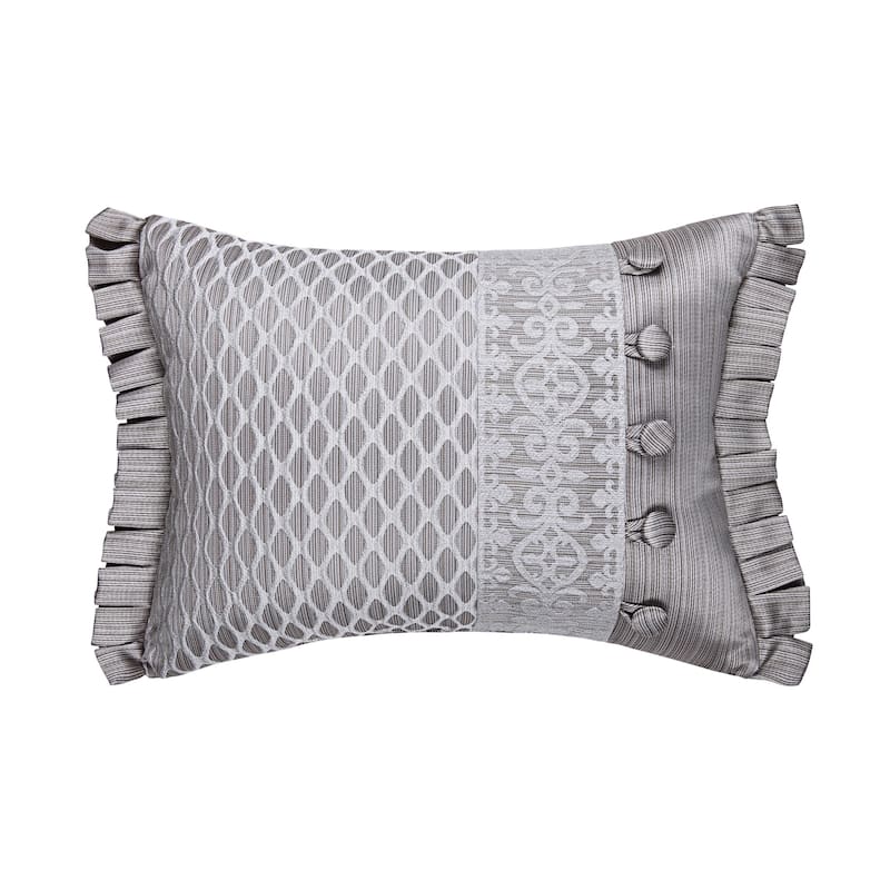 J. Queen New York Button Accent Luxe Boudoir Pillow - Silver