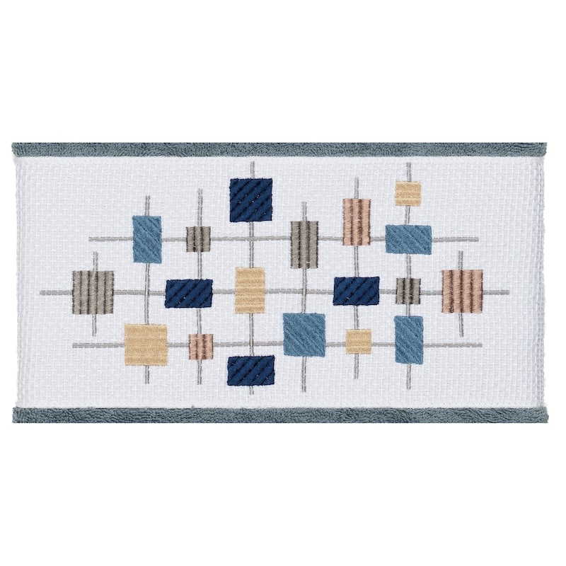 Authentic Hotel and Spa Turkish Cotton Squares Embroidered Teal Blue 4-piece Towel Set