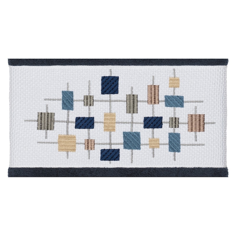 Authentic Hotel and Spa Turkish Cotton Squares Embroidered Midnight Blue 3-piece Towel Set