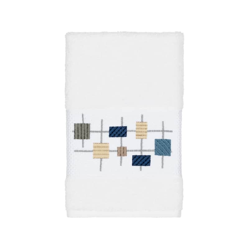 Authentic Hotel and Spa Turkish Cotton Squares Embroidered White 4-piece Towel Set