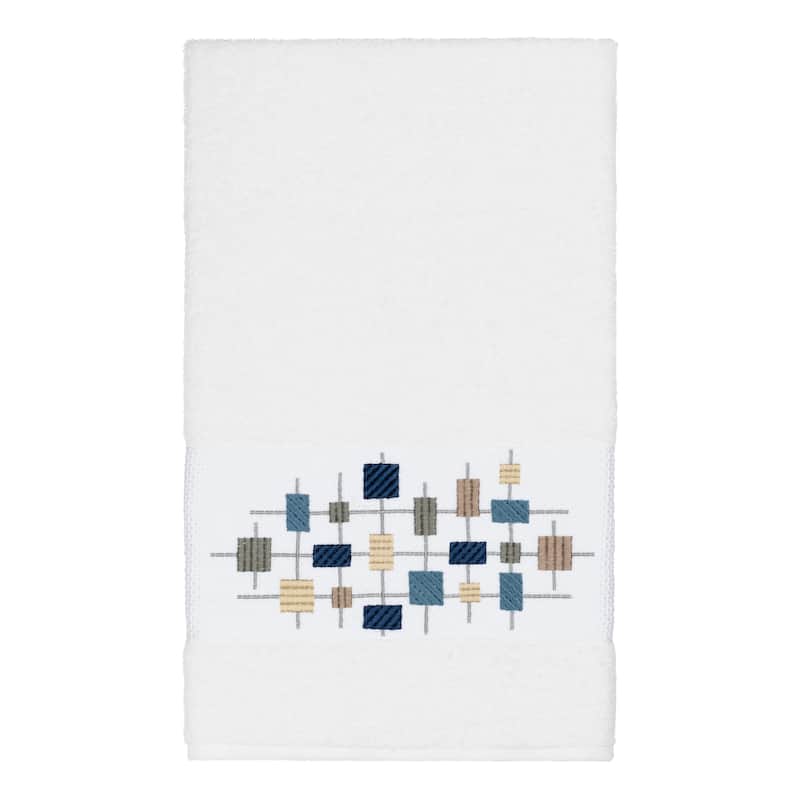 Authentic Hotel and Spa Turkish Cotton Squares Embroidered White 4-piece Towel Set