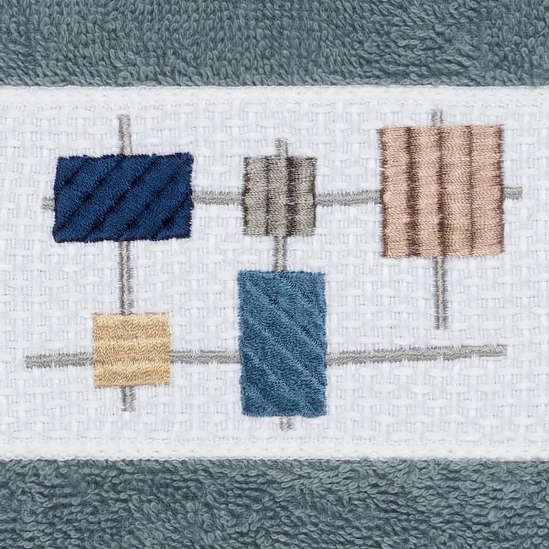 Authentic Hotel and Spa Turkish Cotton Squares Embroidered Teal Blue 4-piece Washcloth Set