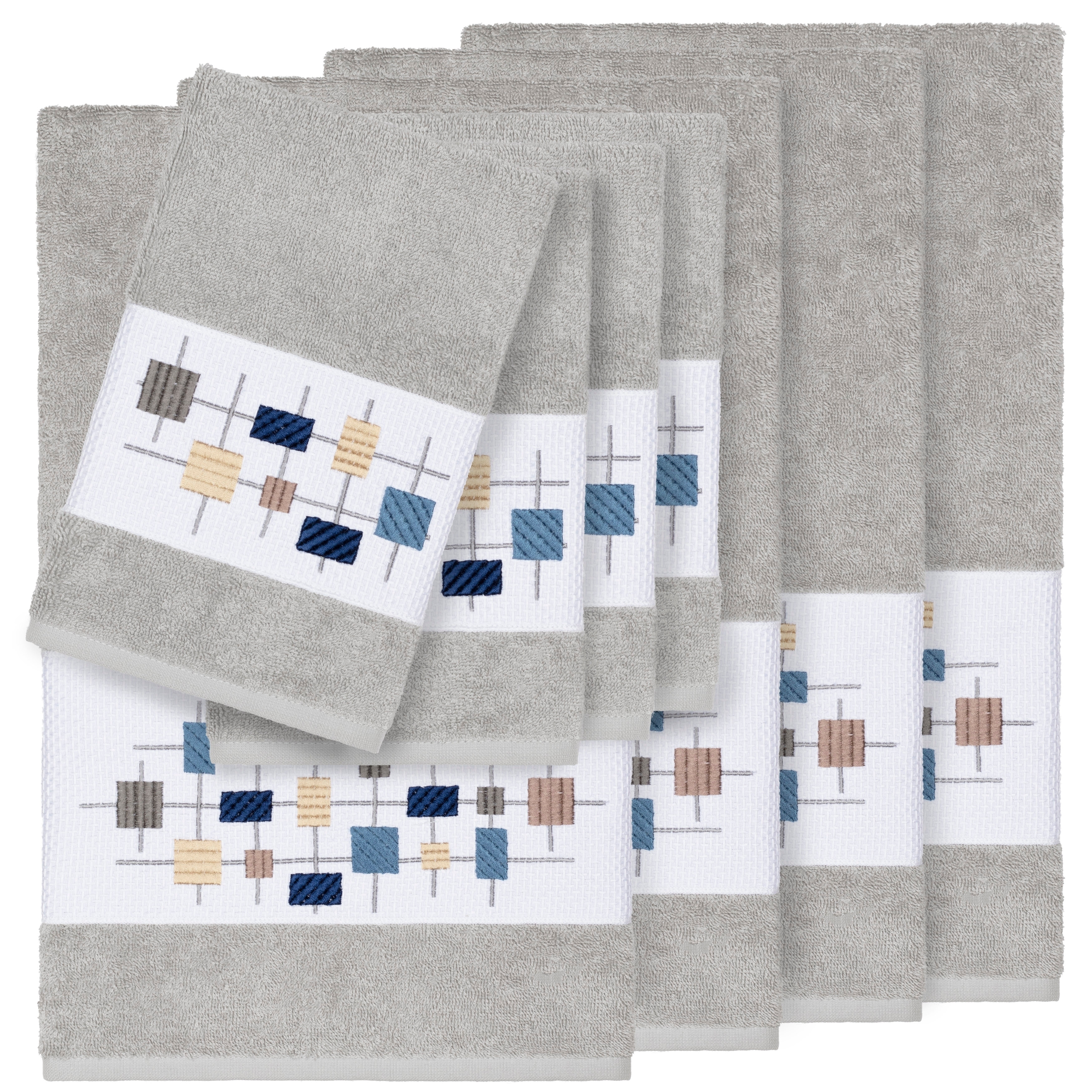 Sapphire Resort Vertical Bars Textured 6 Piece Bath Towel Set in Light Grey