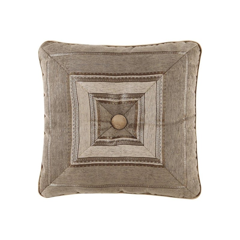 Five Queens Court Mitered Stripe Tufted Luxe Throw Pillow - Natural