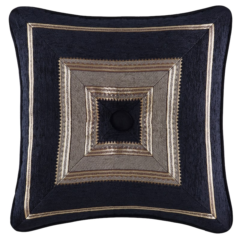 Five Queens Court Mitered Stripe Tufted Luxe Throw Pillow - Black
