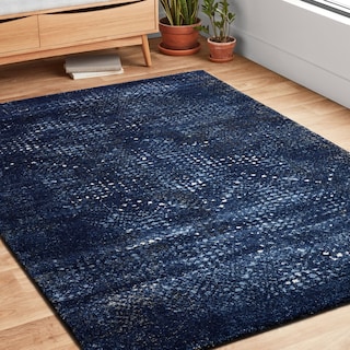 Alexander Home Cassidy Indigo Chevron Area Rug
