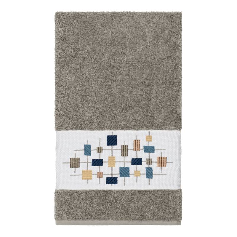 Authentic Hotel and Spa Turkish Cotton Squares Embroidered Dark Grey 3-piece Towel Set