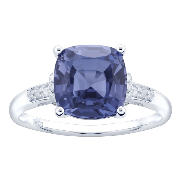 10K White Gold 3.30ct TW Tanzanite and Diamond Ring - Purple. Opens flyout.