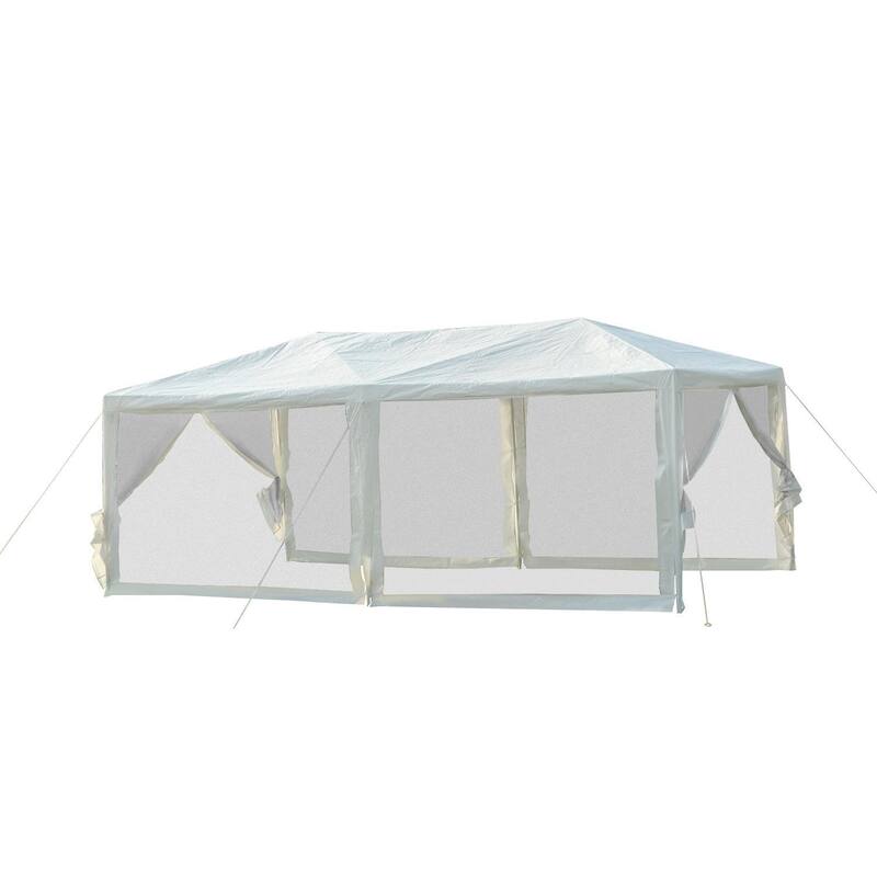 Outsunny 10' x 20' Gazebo Canopy Tent with 4 Removable Mesh Side Walls for Events & Weddings, Green