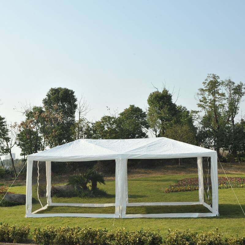 Outsunny 10' x 20' Gazebo Canopy Tent with 4 Removable Mesh Side Walls for Events & Weddings, Green