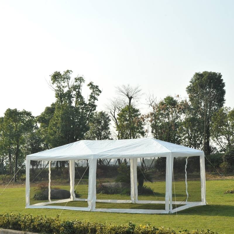 Outsunny 10' x 20' Gazebo Canopy Tent with 4 Removable Mesh Side Walls for Events & Weddings, Green