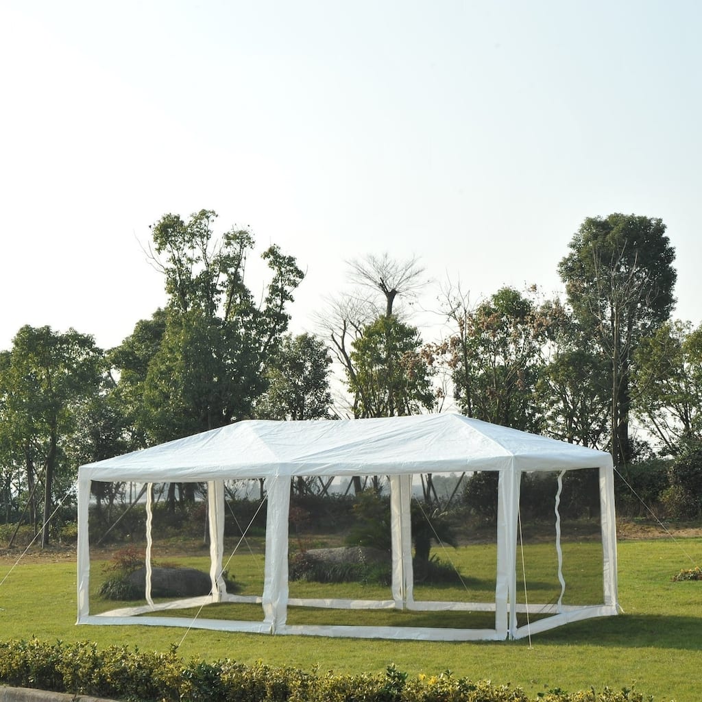 Outsunny 10' x 20' Gazebo Canopy Tent with 4 Removable Mesh Side Walls for Events & Weddings, Green
