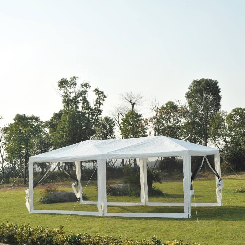 Outsunny 10' x 20' Gazebo Canopy Tent with 4 Removable Mesh Side Walls for Events & Weddings, Green