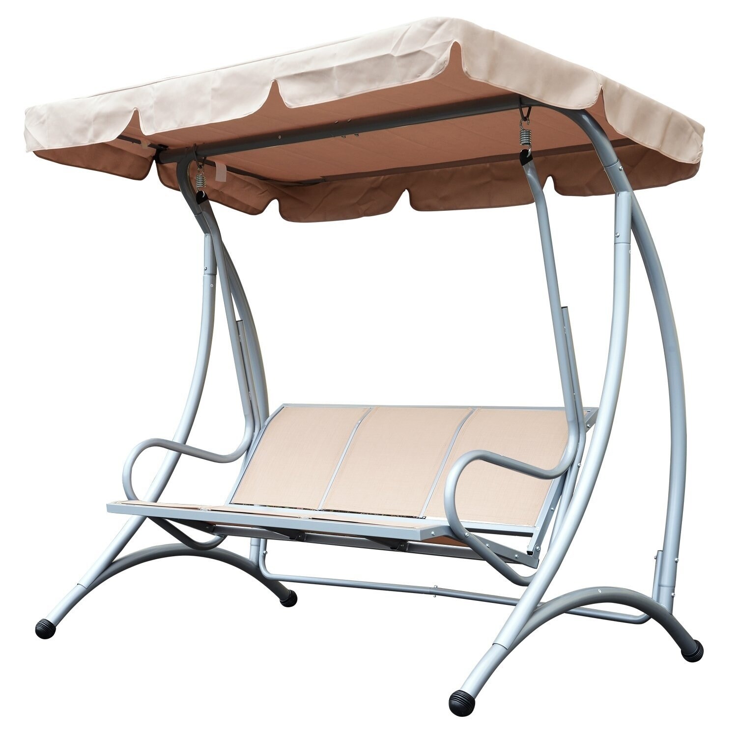 Outsunny 3 Person Steel Outdoor Patio Swing Chair With Beige For