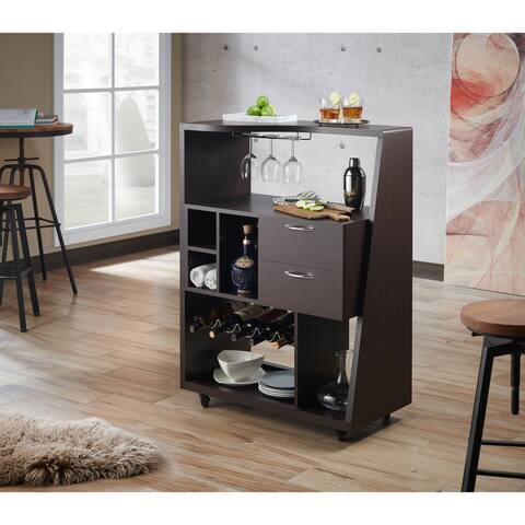 Furniture of America Gice Contemporary Walnut 2-drawer Mini Bar