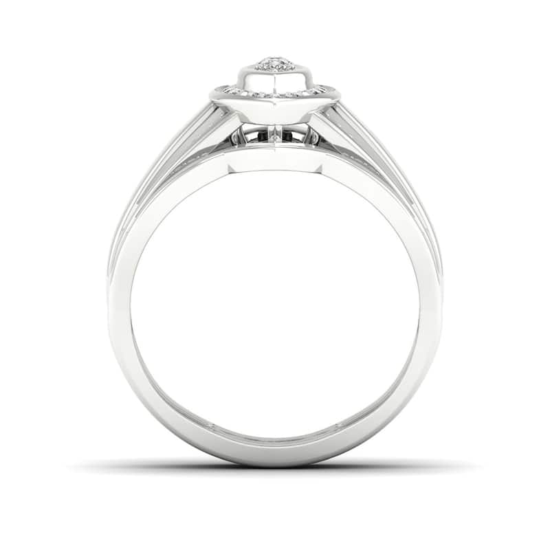De Couer S925 Sterling Silver 1/10ct TDW Diamond Halo Bridal Ring