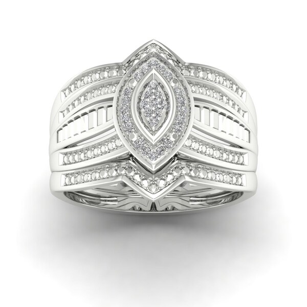 De Couer S925 Sterling Silver 1/10ct TDW Diamond Halo Bridal Ring