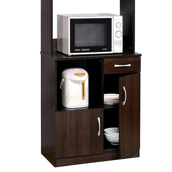 Shop Black Friday Deals On Wooden Kitchen Cabinet With Open Shelves And Door Storage Brown On Sale Overstock 21872104