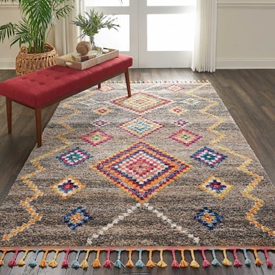 Nourison Moroccan Casbah Boho Geometric Tassel Area Rug