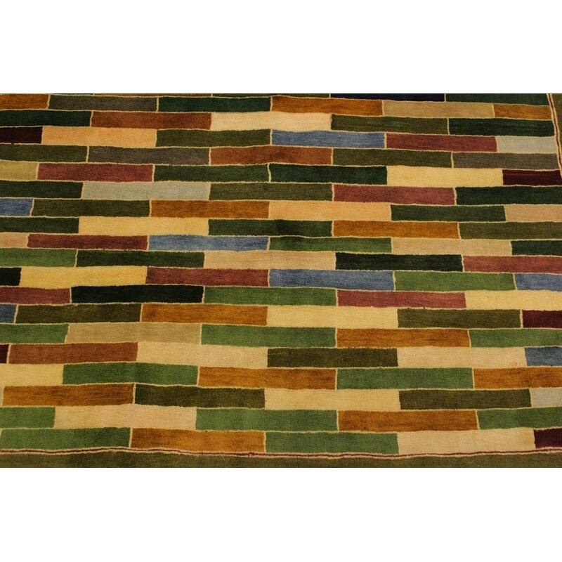 Gabbeh Kaitlyn Green/Blue Wool Area Rug (3'10 x 5'10) 3 ft. 10 in. x