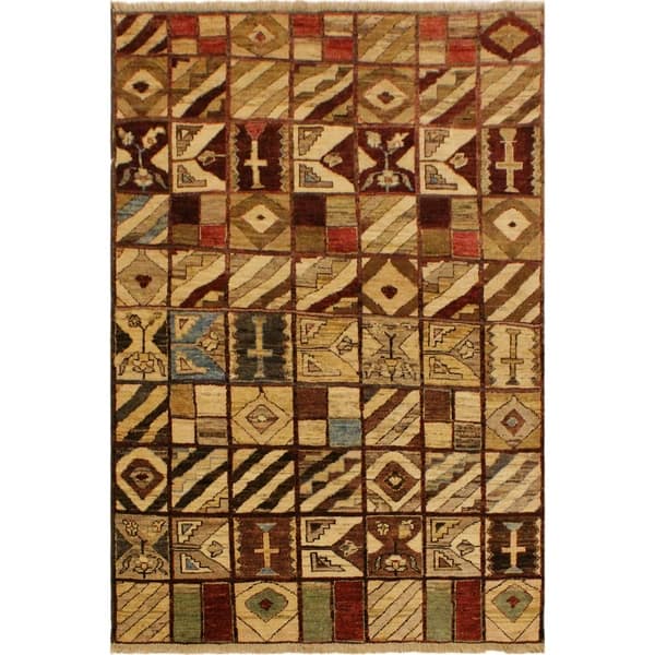 Contemporary Design Handmade Patchwork Rug ft Multiple Colors Wool 5' 7 x 8' 3 