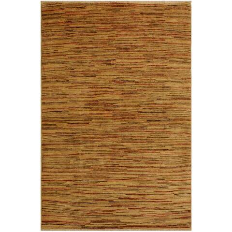 Gabbeh Rosalee Tan/Brown Wool Area Rug (3'11 x 5'3) - 3 ft. 11 in. x 5 ft. 3 in. - 3 ft. 11 in. x 5 ft. 3 in.