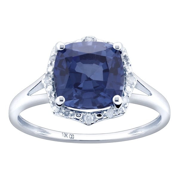 10K White Gold 3.31ct TW Tanzanite and Diamond Ring - Purple. Opens flyout.
