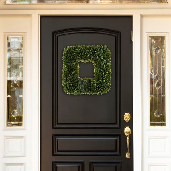 19.5 Inches Home Décor Artificial Wreath for the Front Door Garden Pure Boxwood Wreath UV Resistant 19.5 Inches Home Décor Artificial Wreath for the Front Door Garden Pure Boxwood Wreath UV Resistant