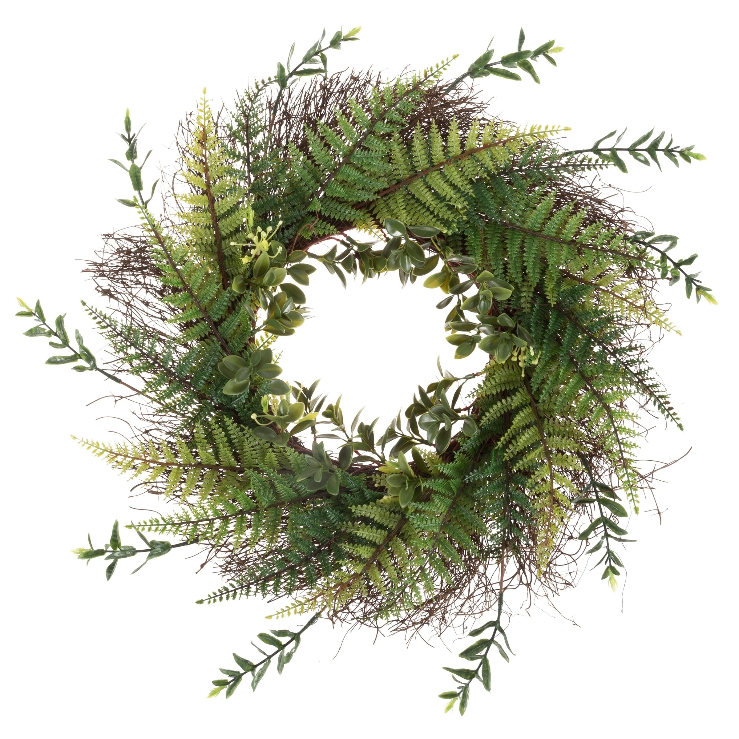 19.5 Inches Home Décor Artificial Wreath for the Front Door Garden Pure Boxwood Wreath UV Resistant 