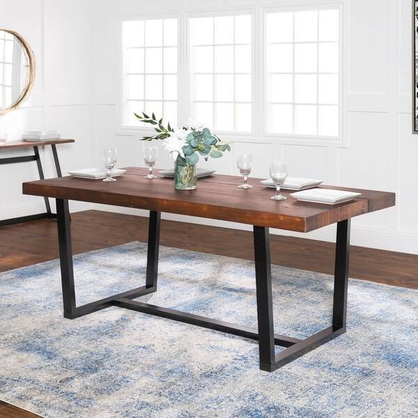 DISCO Rustic Farmhouse Distressed Solid Wood Dining Table - Mahogany 72 Inch