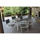 Winston 7pc White and Grey Aluminum/Wood Outdoor Dining Set - Thumbnail 1