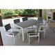 Winston 7pc White and Grey Aluminum/Wood Outdoor Dining Set - Thumbnail 0